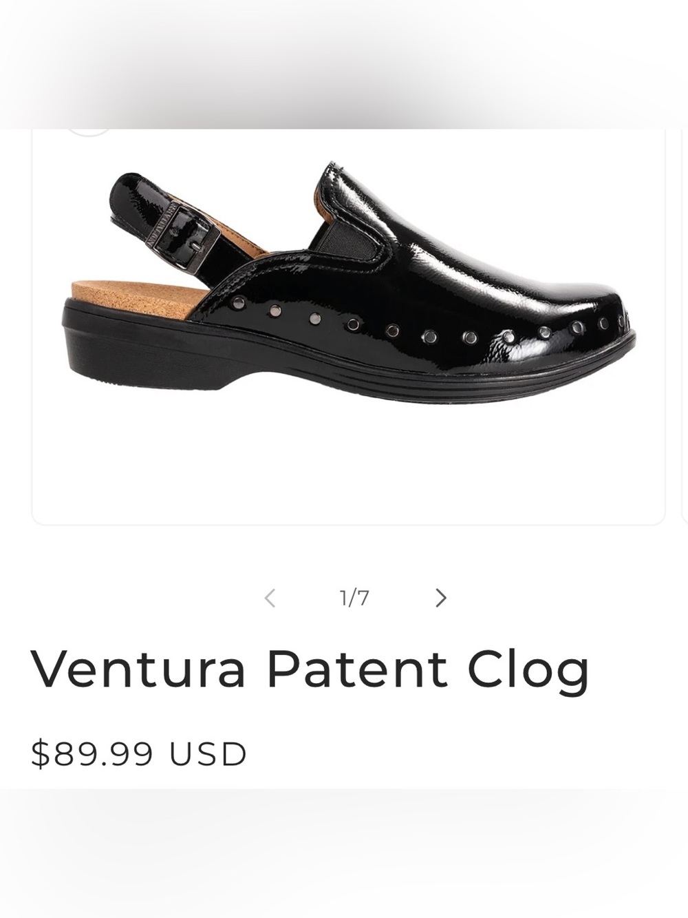Revitalign Ventura Black Patent Leather Clog Adjustable Heel Strap 10B NWT $89